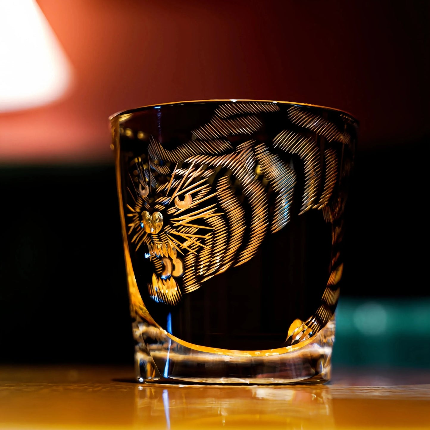 Edo Kiriko Kuro Tora Hand-Cut Whisky Glass