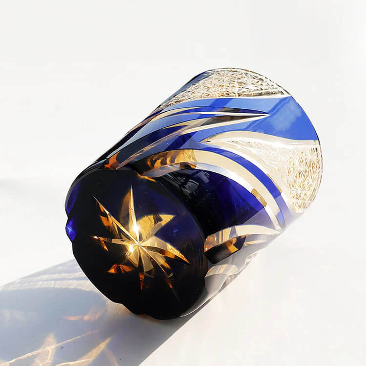 Edo Kiriko Blue Flame Hand-Cut Whisky Glass
