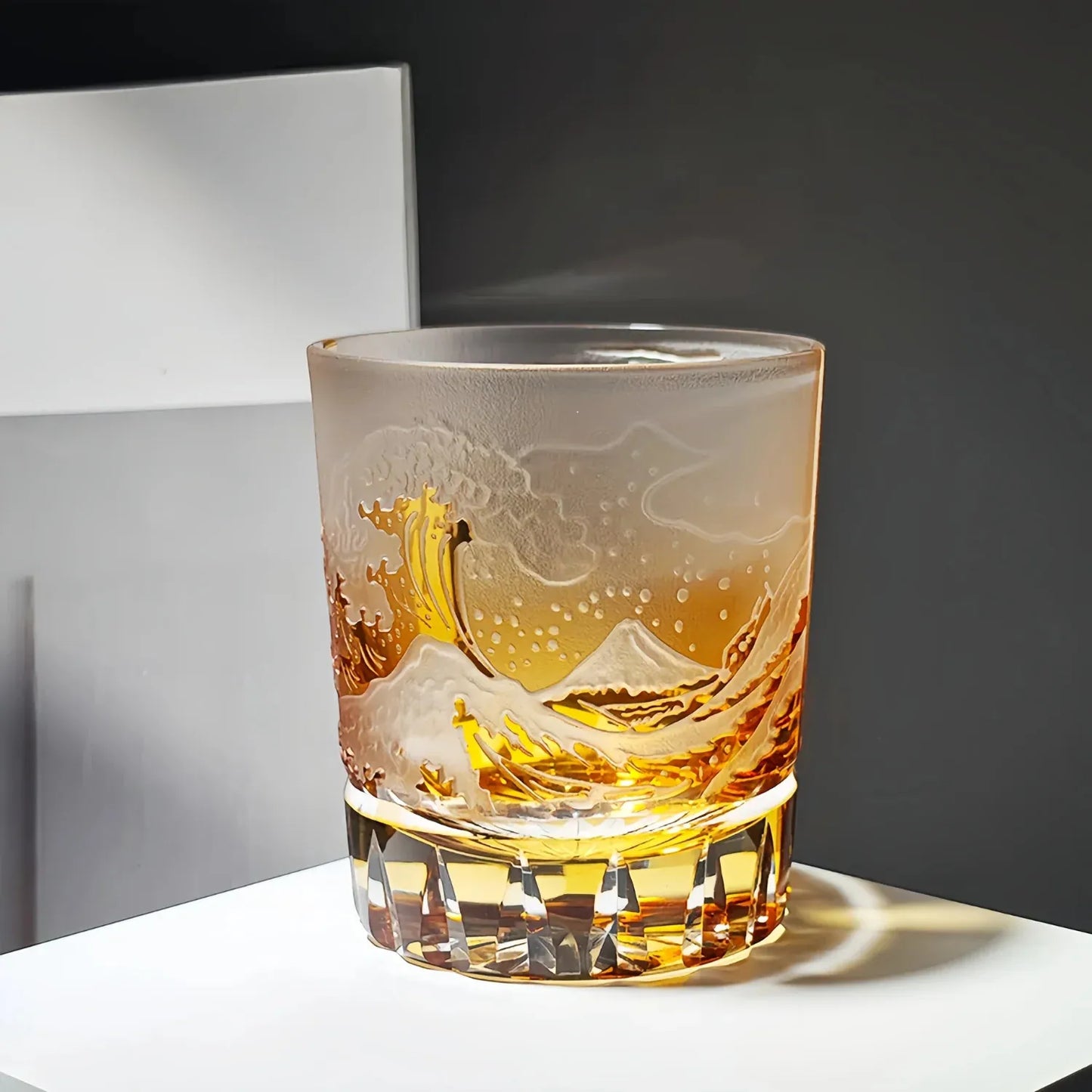 Edo Kiriko Fuji Wave Hand-Cut Whisky Glass